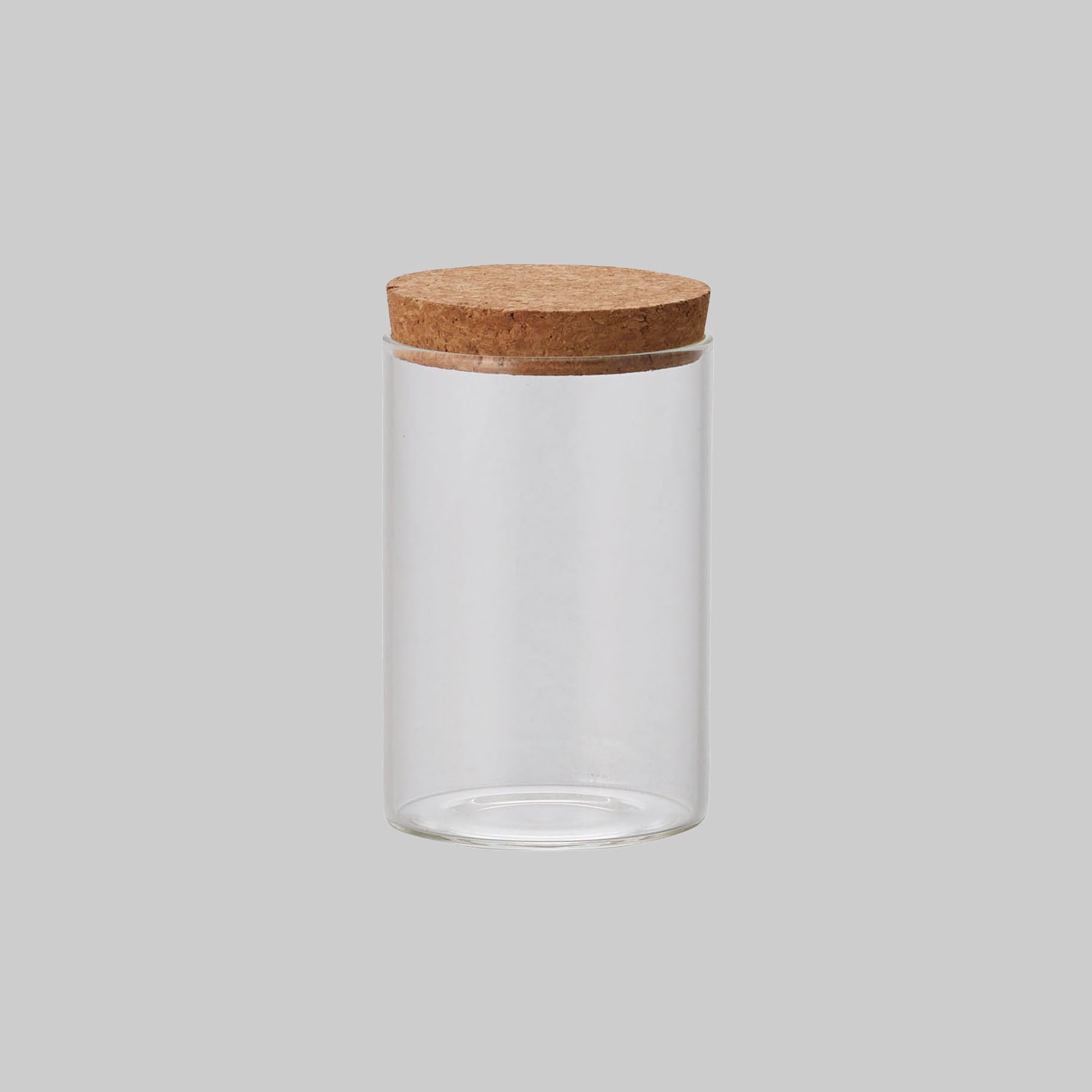 Glass Cylinder with Cork 形状展開: S  外寸：7.5L×7.5W×12H, カラー展開: NATURAL