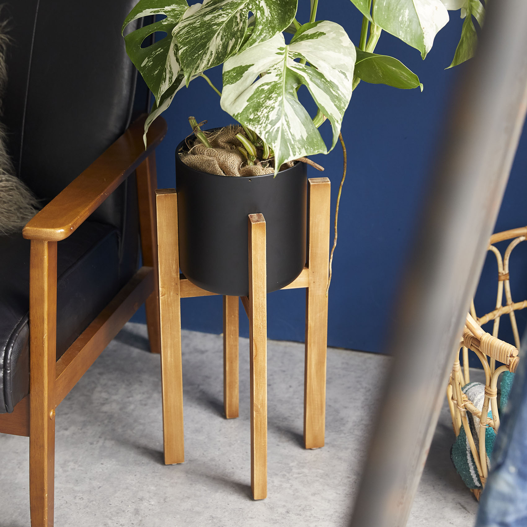 Wood stand pot 形状展開: S  外寸：25L×25W×52H