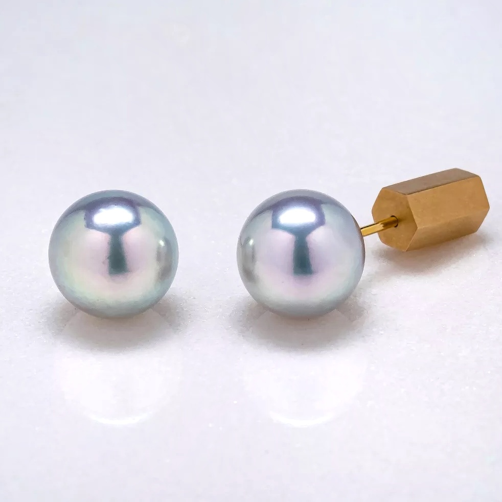 Akoyapearl Pierced Earring【NaturalBlue】8.5mmペア