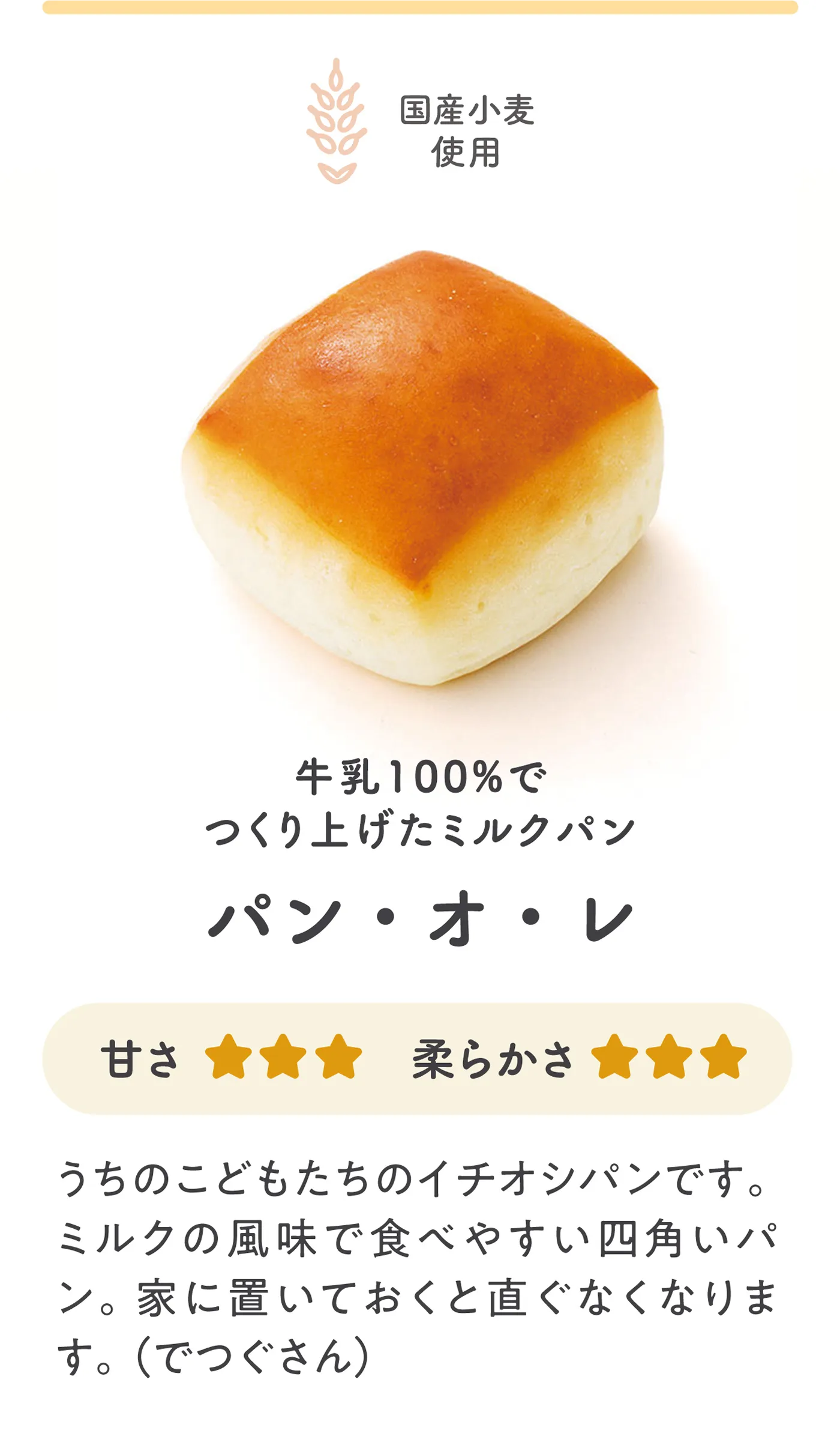 パン・オ・レ 牛乳100%で作り上げたミルクパン