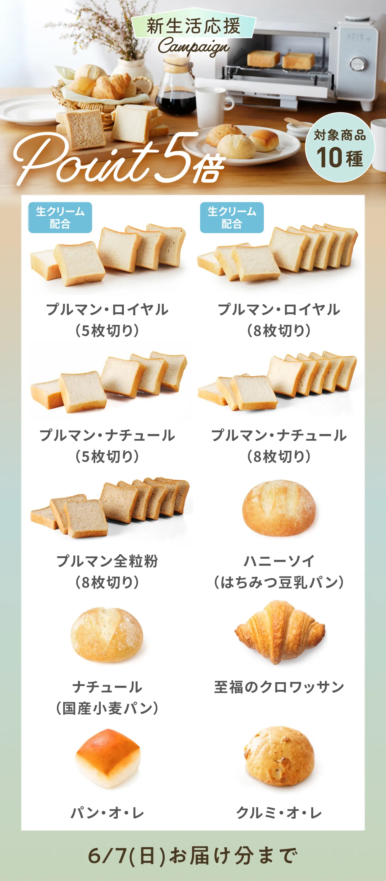 新生活応援キャンペーン 対象商品10種 ポイント5倍