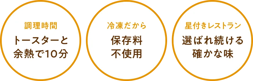 トースターと余熱で10分 保存料不使用 選ばれ続ける確かな味