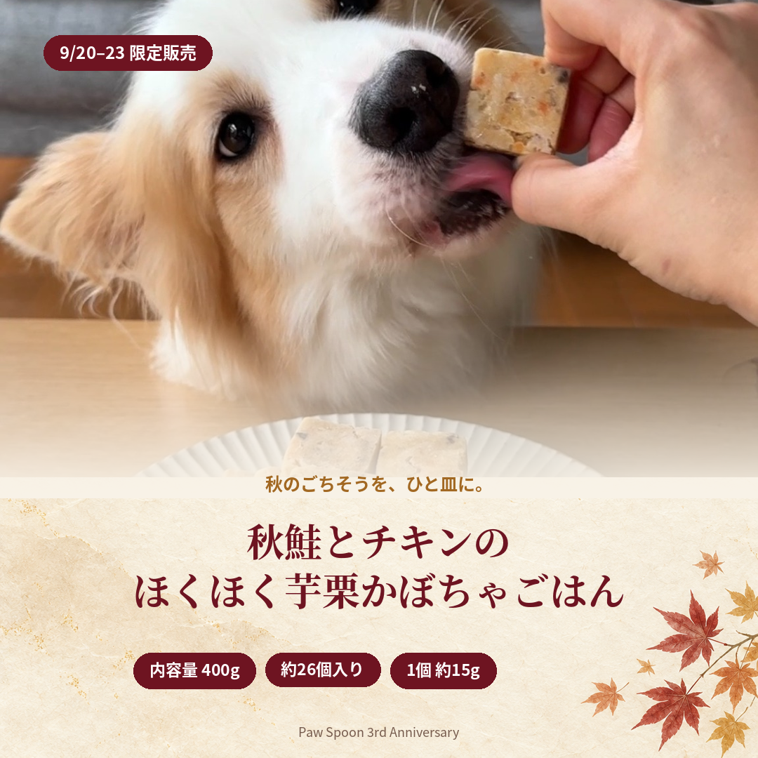 Paw Spoonのごちそうごはん　秋鮭とチキンのほくほく芋栗かぼちゃごはん　400g（約26個）