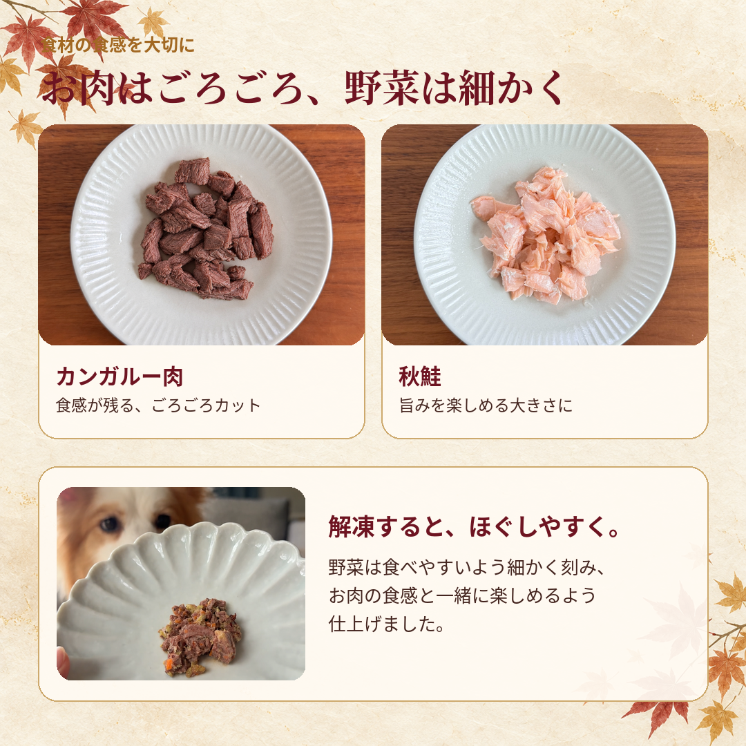 Paw Spoonのごちそうごはん　秋鮭とカンガルーのほくほく芋栗かぼちゃごはん　400g（約26個）