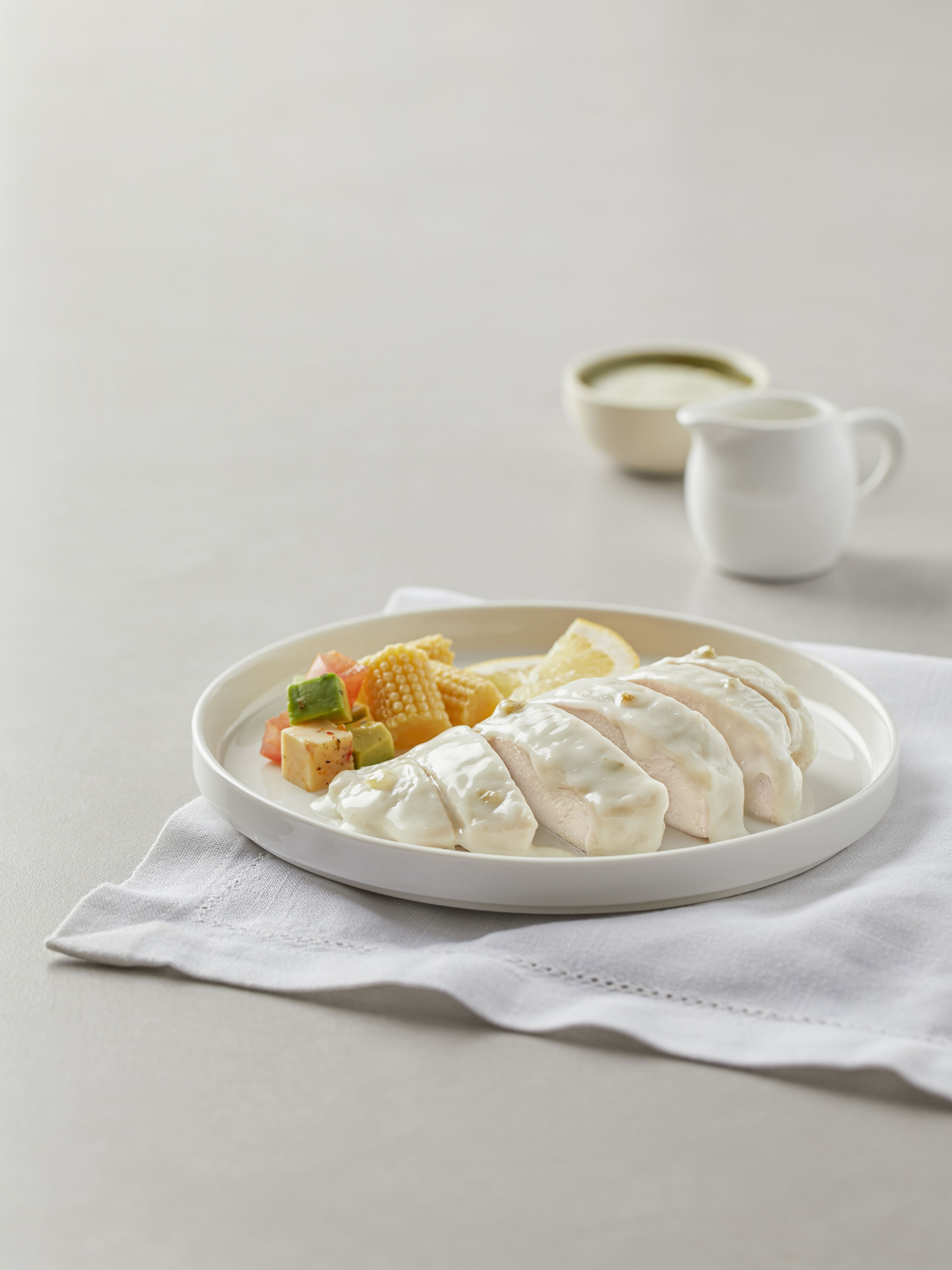 温めて食べる韓国風よだれ鶏　青唐辛子マヨ