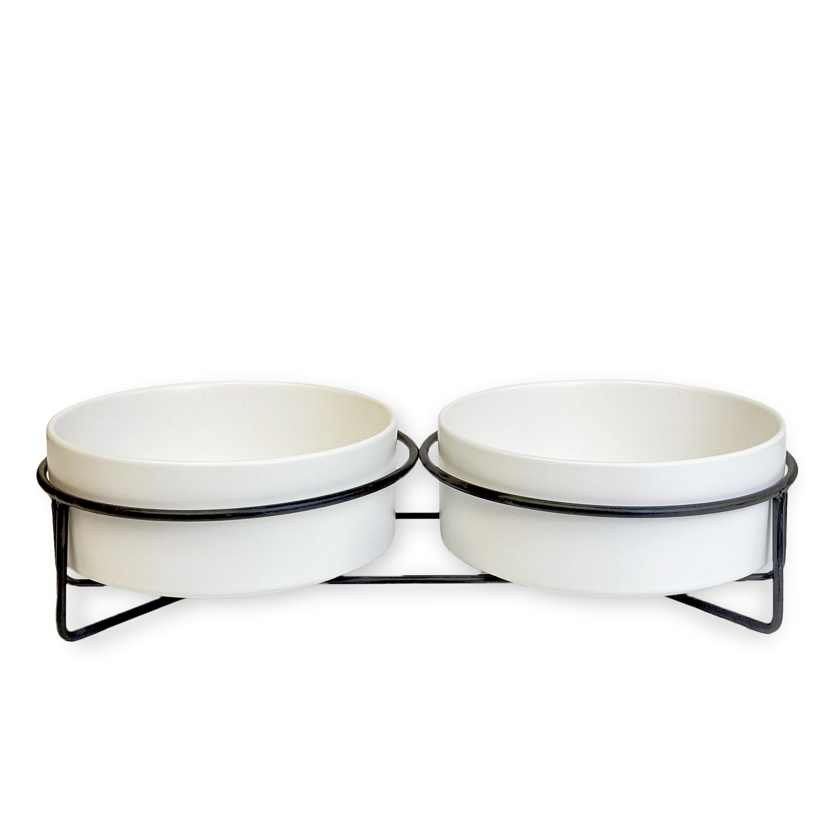 ワイヤースタンド付きセラミックボウル ダブル 種類: ホワイト/M(850ml)