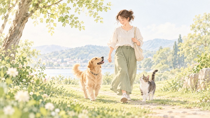 犬・猫と飼い主様が一緒に健やかに過ごすイメージ