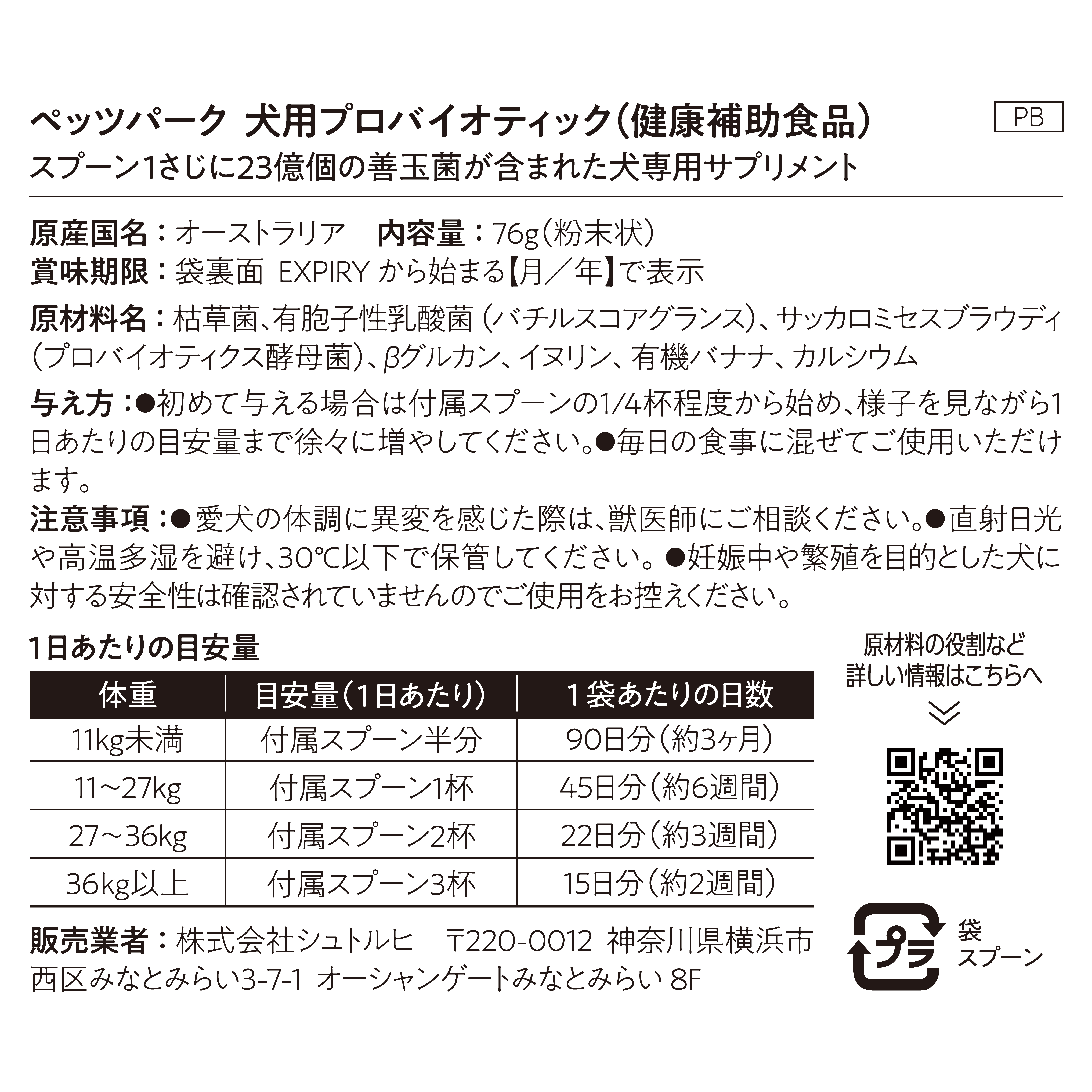 犬用プロバイオティック（消化器ケア）