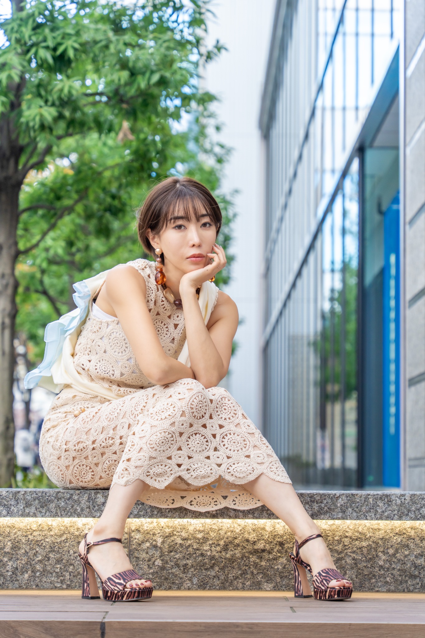 KP3514 スクエアオープンサンダル カラー: パイソン, サイズ: 23cm