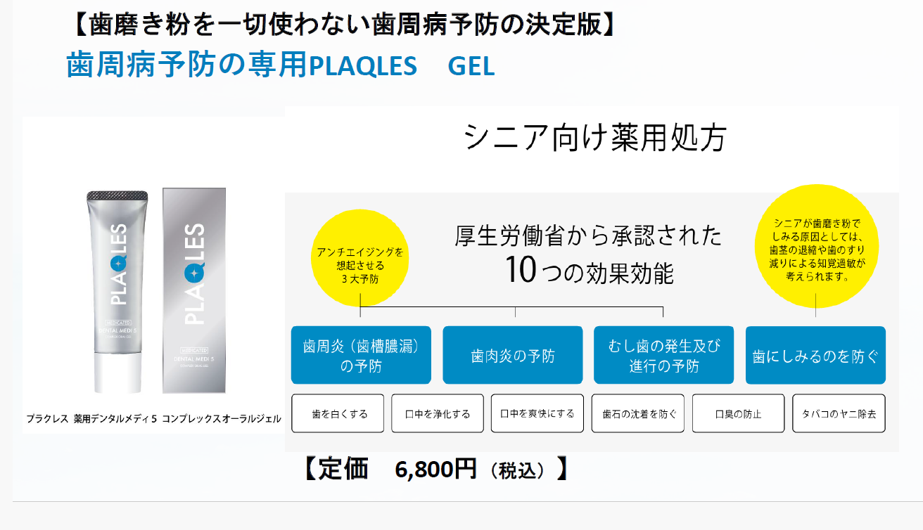 プラクレス 薬用デンタルメディ５ コンプレックスオーラルジェル＜通常価格＞6,800円（税込）