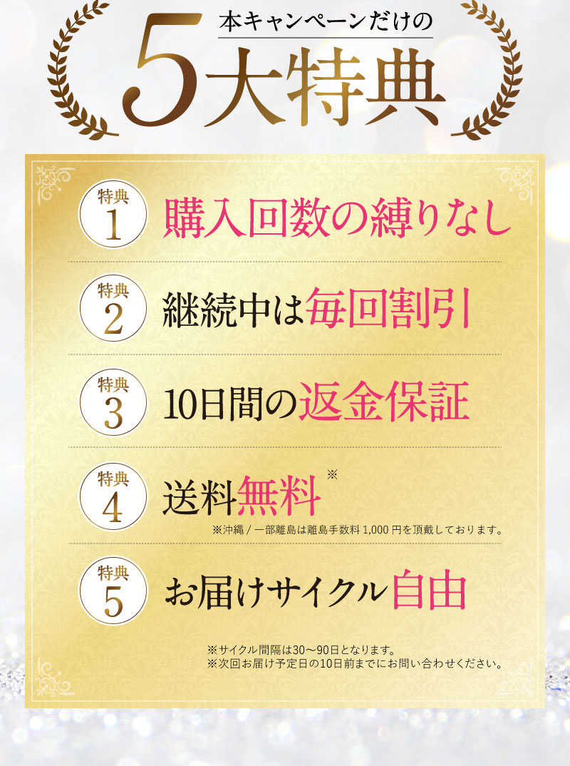 本キャンペーンだけの５大特典