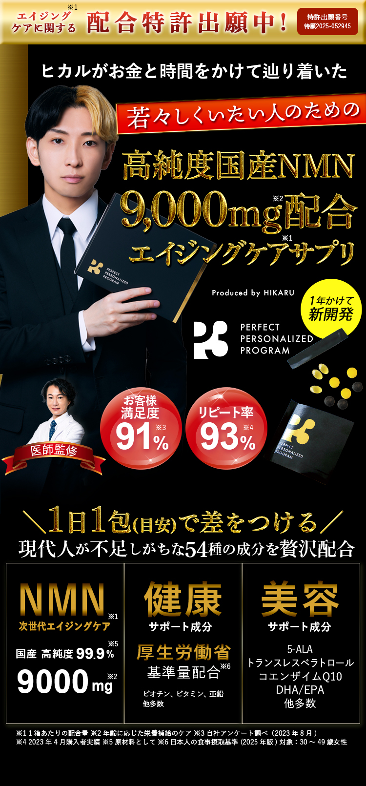 ヒカル P3 サプリNMN HEALTH &amp;BEAUTY SUPPLEMENT P3 NMN ヒカル プロデュース サプリ 30日分 高純度99.9