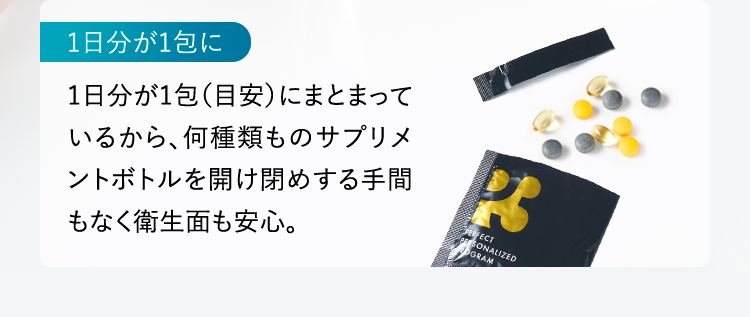 1日分が1包にまとまっているから手間なく衛生面も安心
