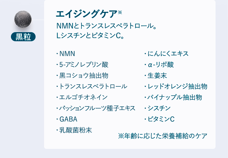黒粒に配合された成分　表
