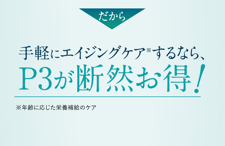 手軽にエイジングケアするならP3が断然お得！