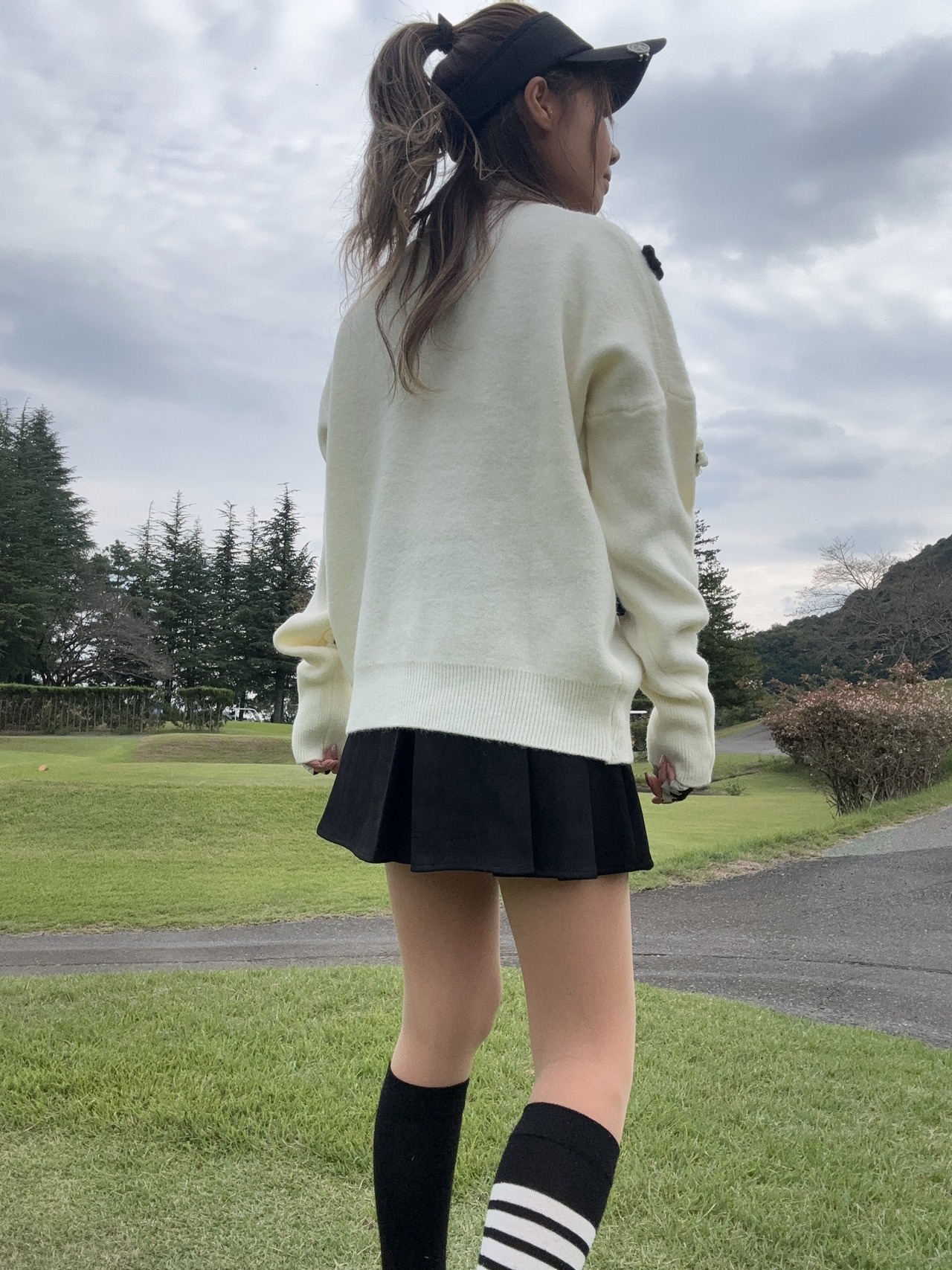 ベルト付きスウェード風スカート