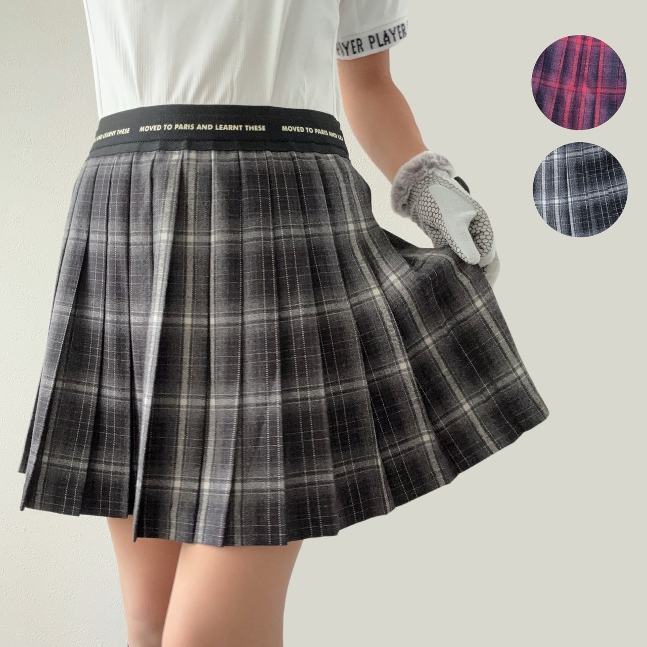 ウエストゴムチェックプリーツスカート