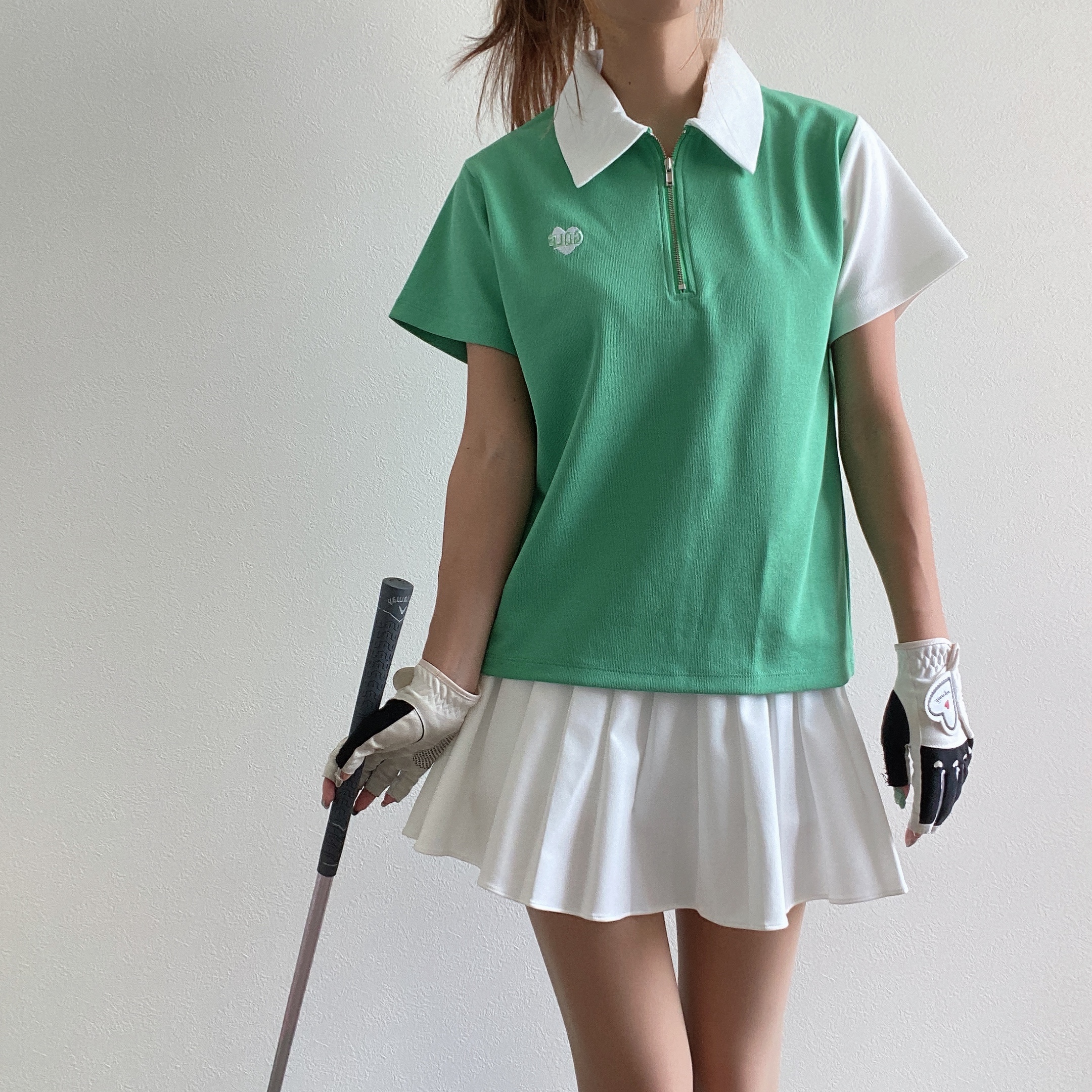 【即納分SALE】バイカラーポロ green