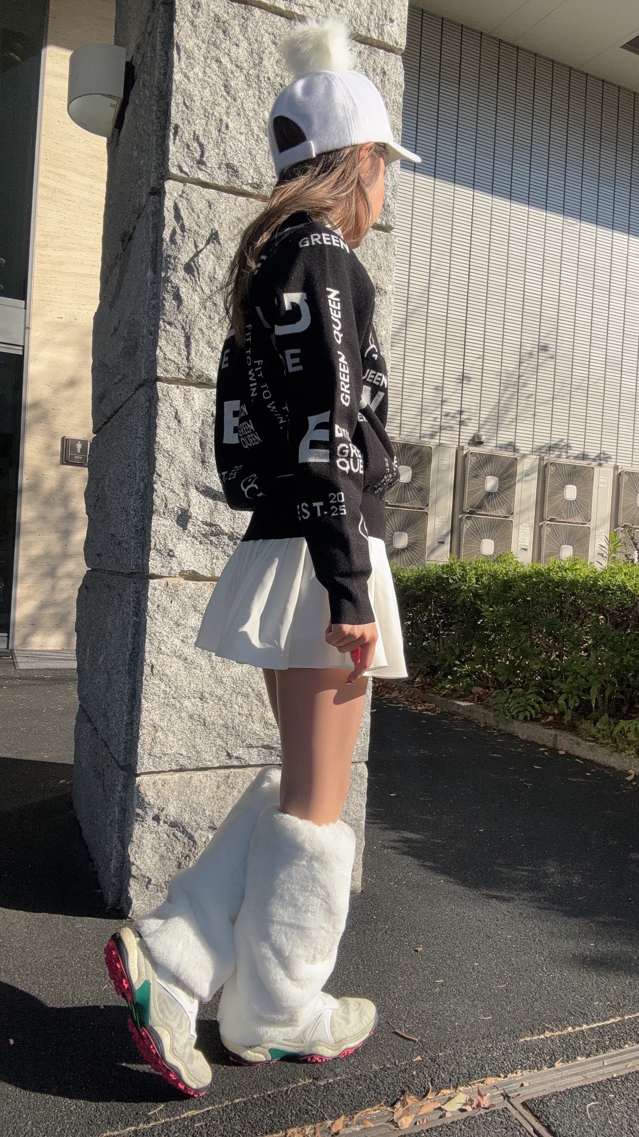 GREEN QUEEN 総柄ハーフジップセーター 