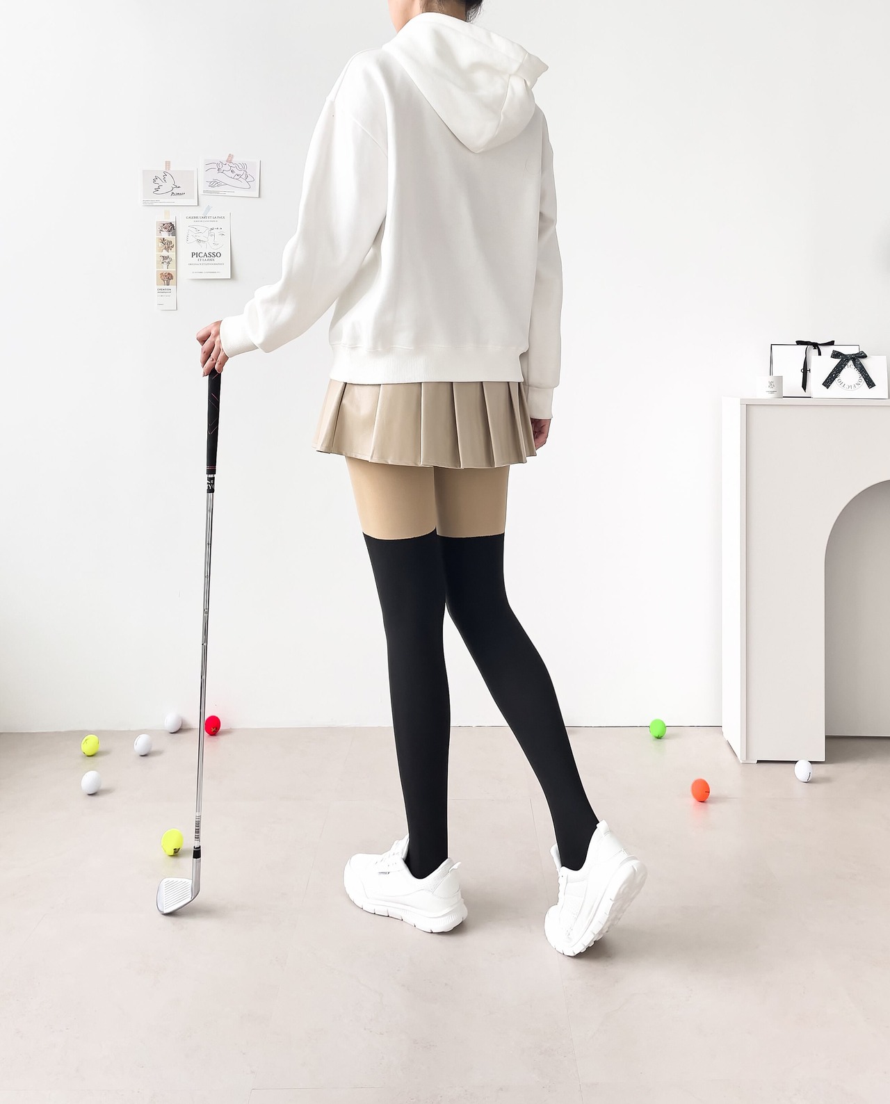 起毛ニーハイソックス風UVタイツ 