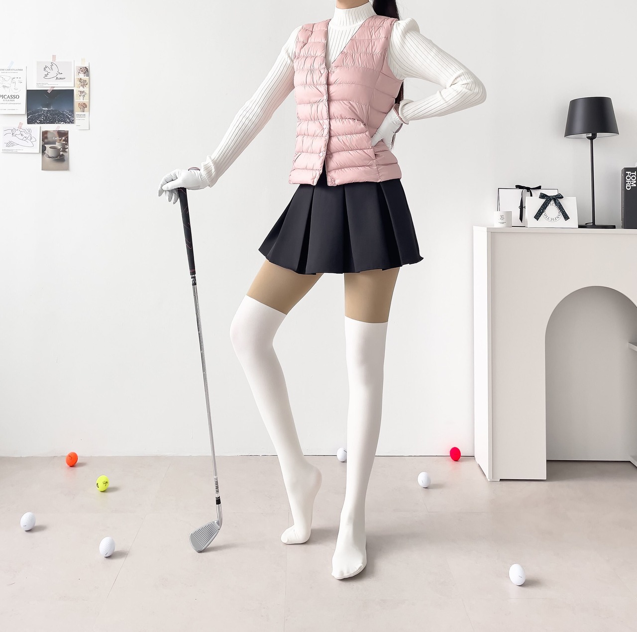 起毛ニーハイソックス風UVタイツ 