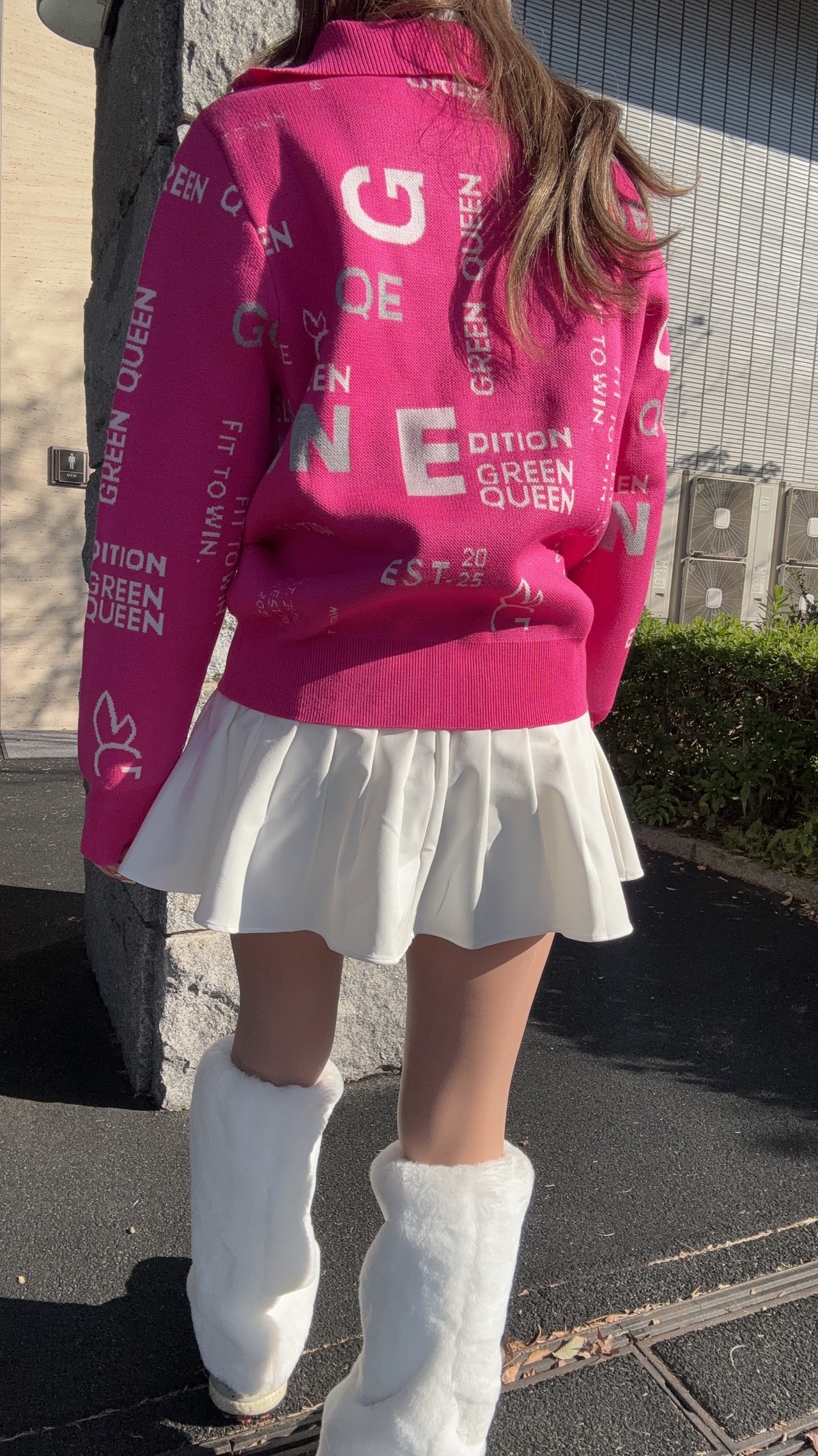 GREEN QUEEN 総柄ハーフジップセーター 