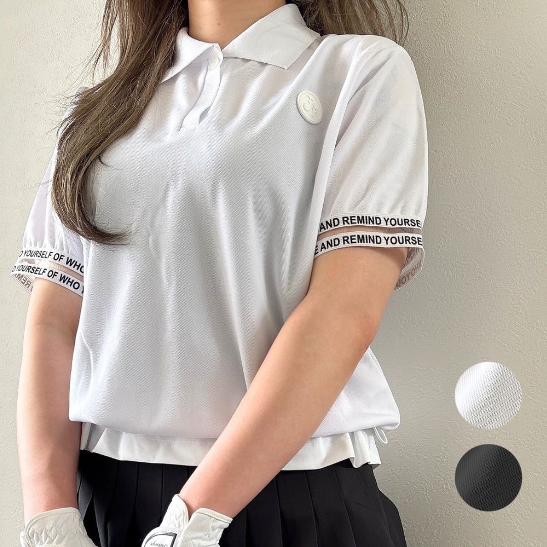 袖シースルーシャーリングポロ