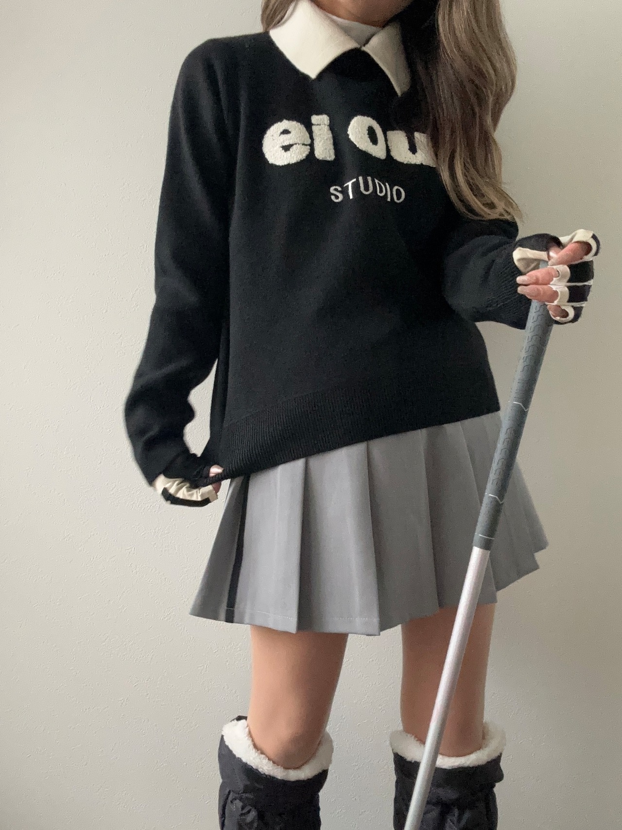 襟付きロゴセーター