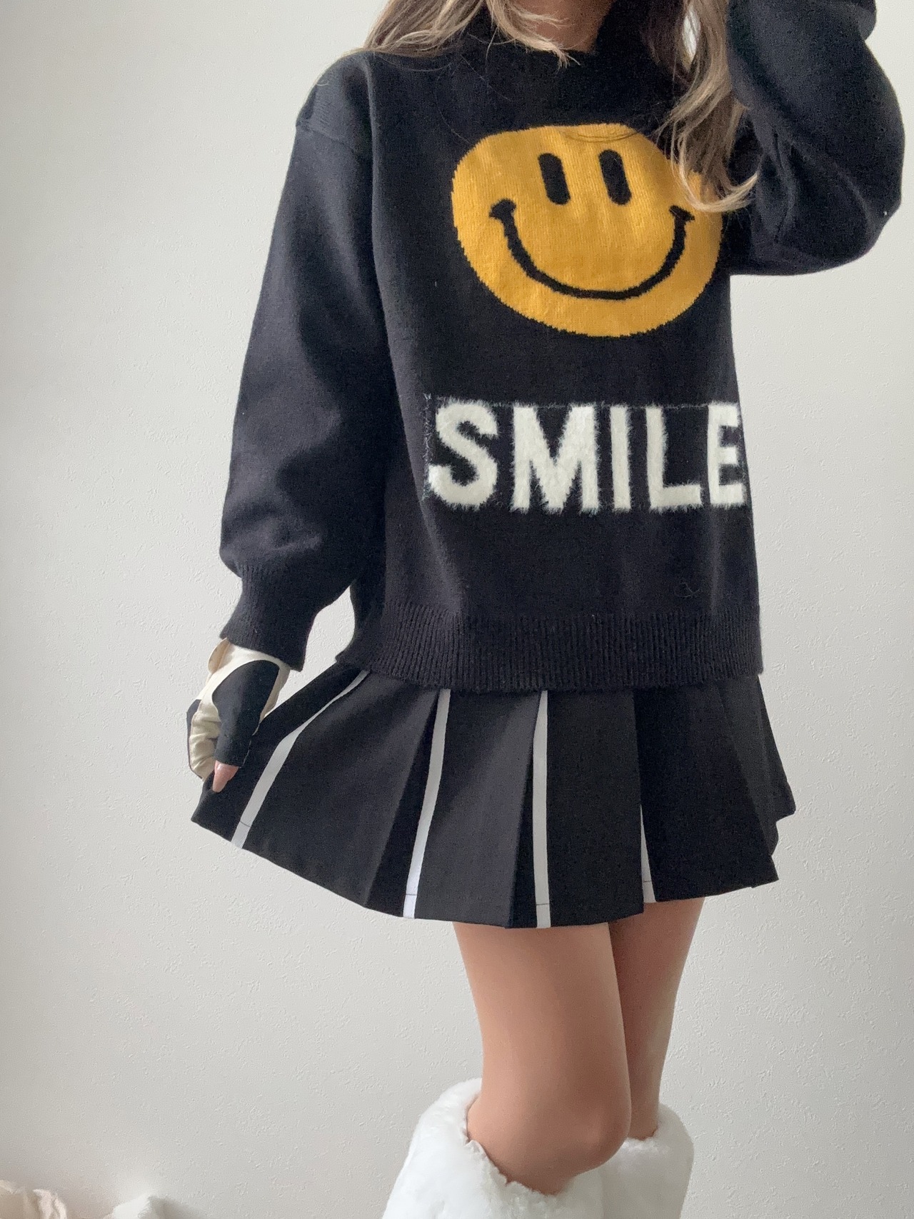 ポシェット付きラインプリーツスカート