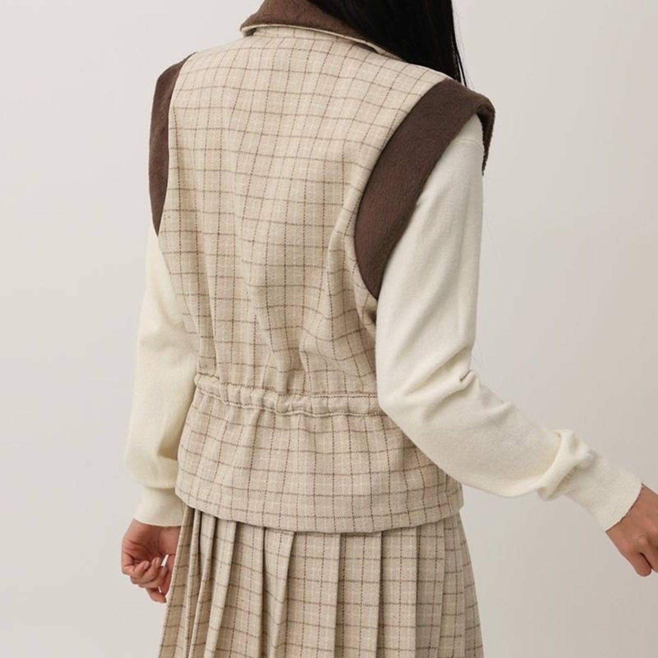 【SETUP対応】チェックウールプリーツスカート