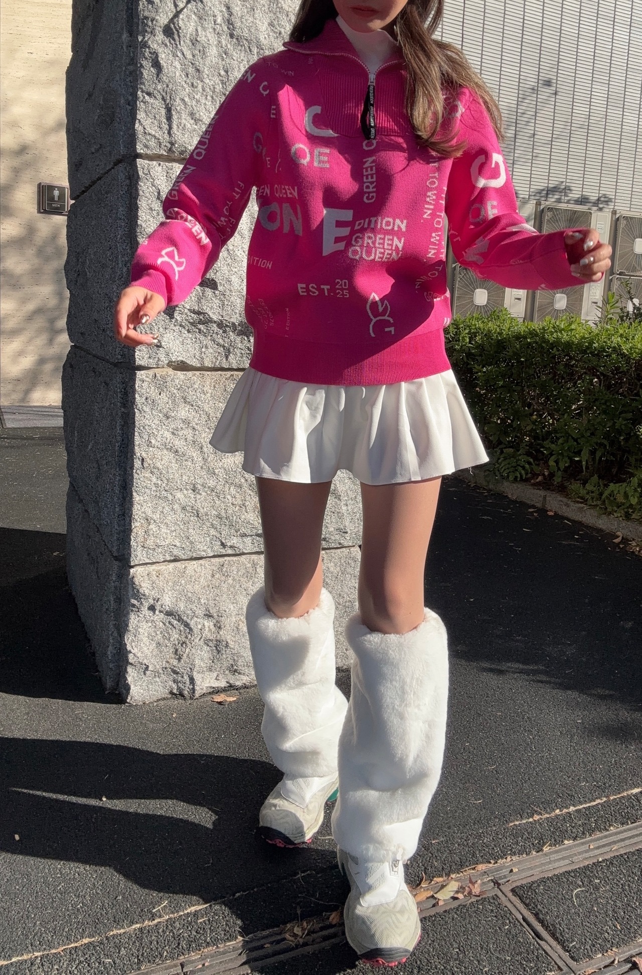 GREEN QUEEN 総柄ハーフジップセーター 