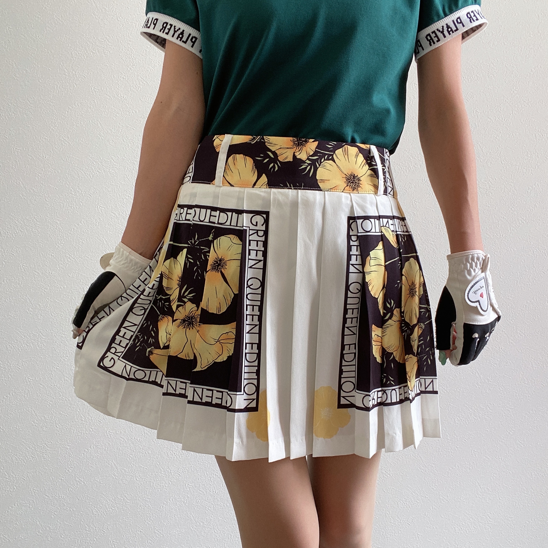 花柄プリーツスカート white