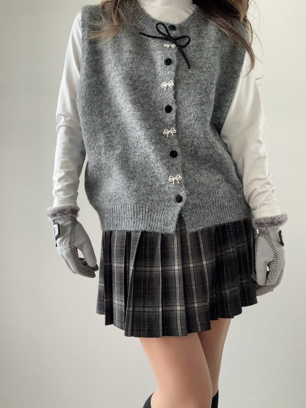 ウエストゴムチェックプリーツスカート
