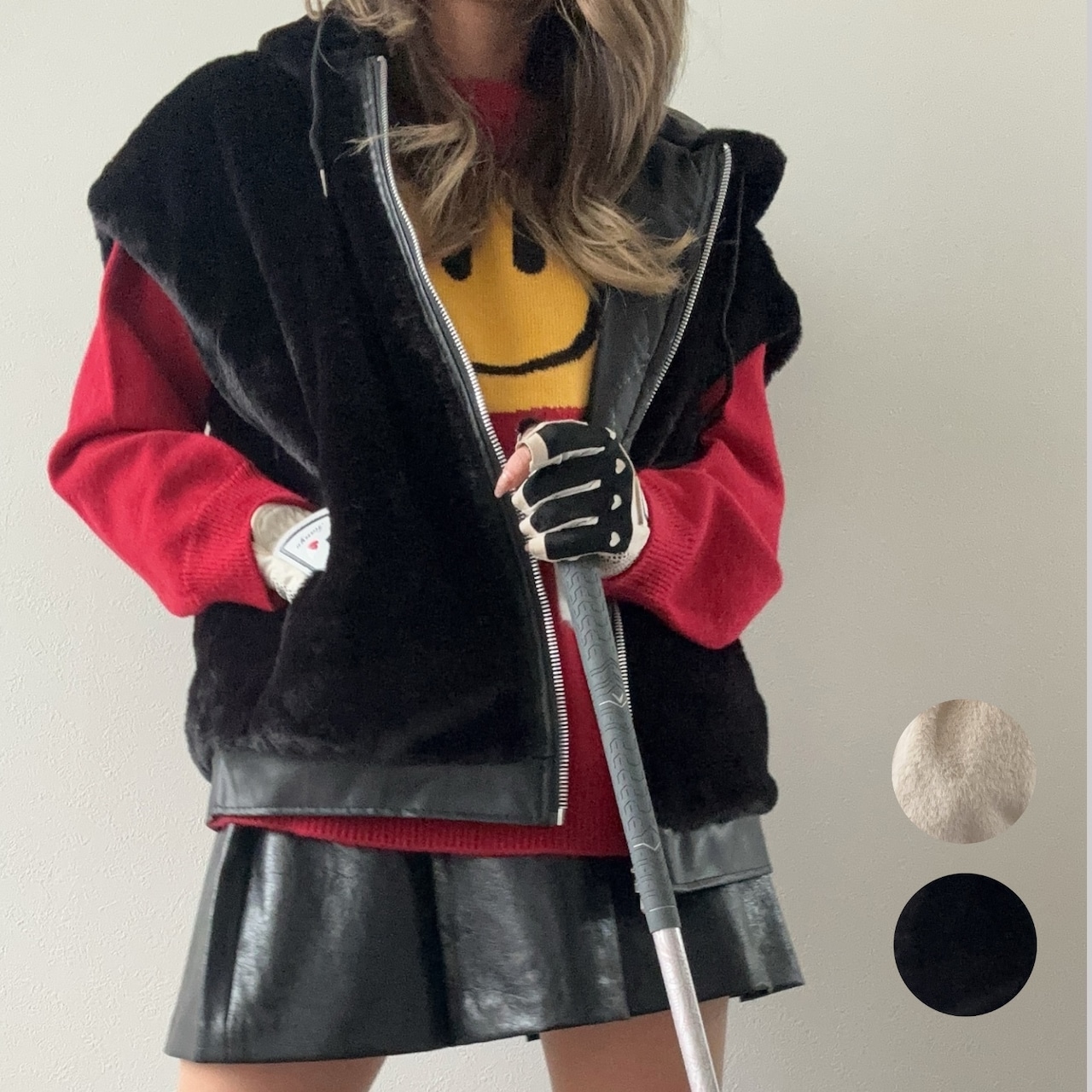 ファーフーディーベスト 