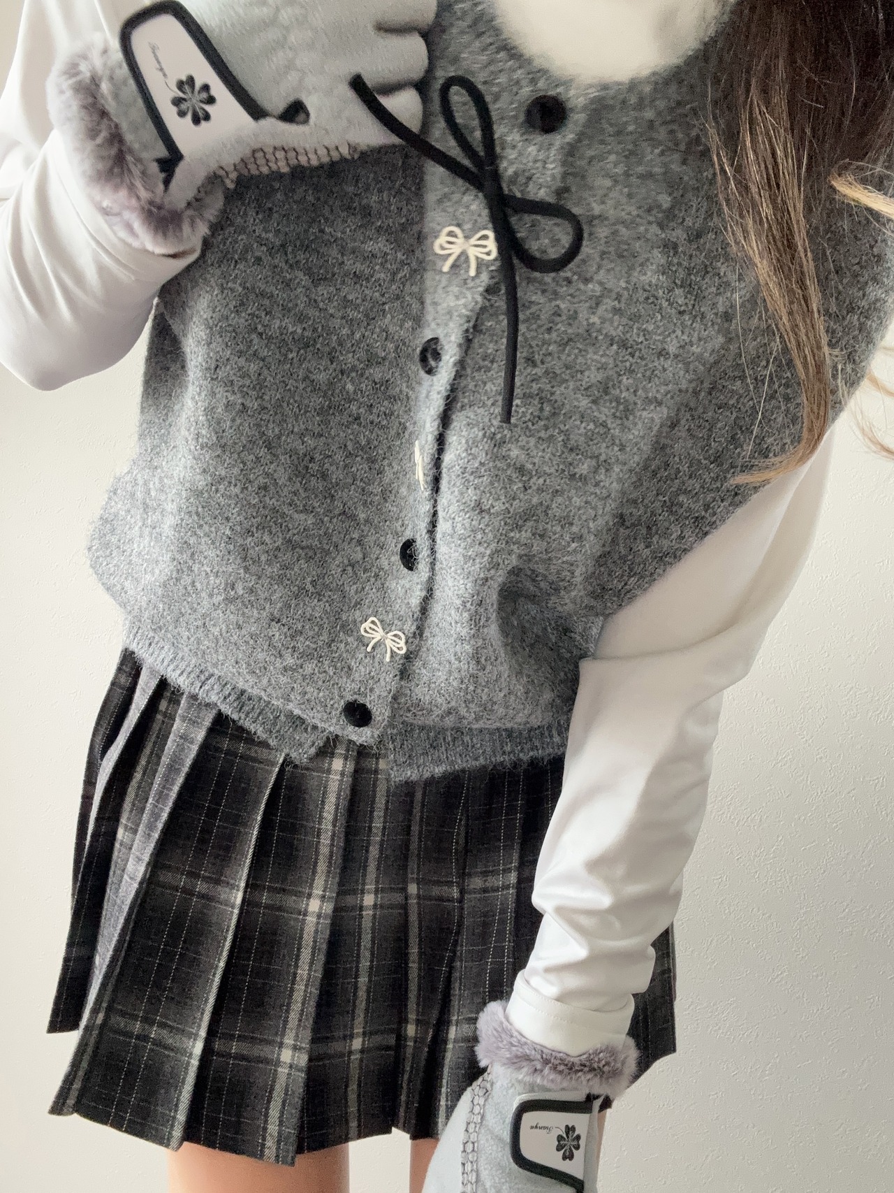 リボンニットベスト