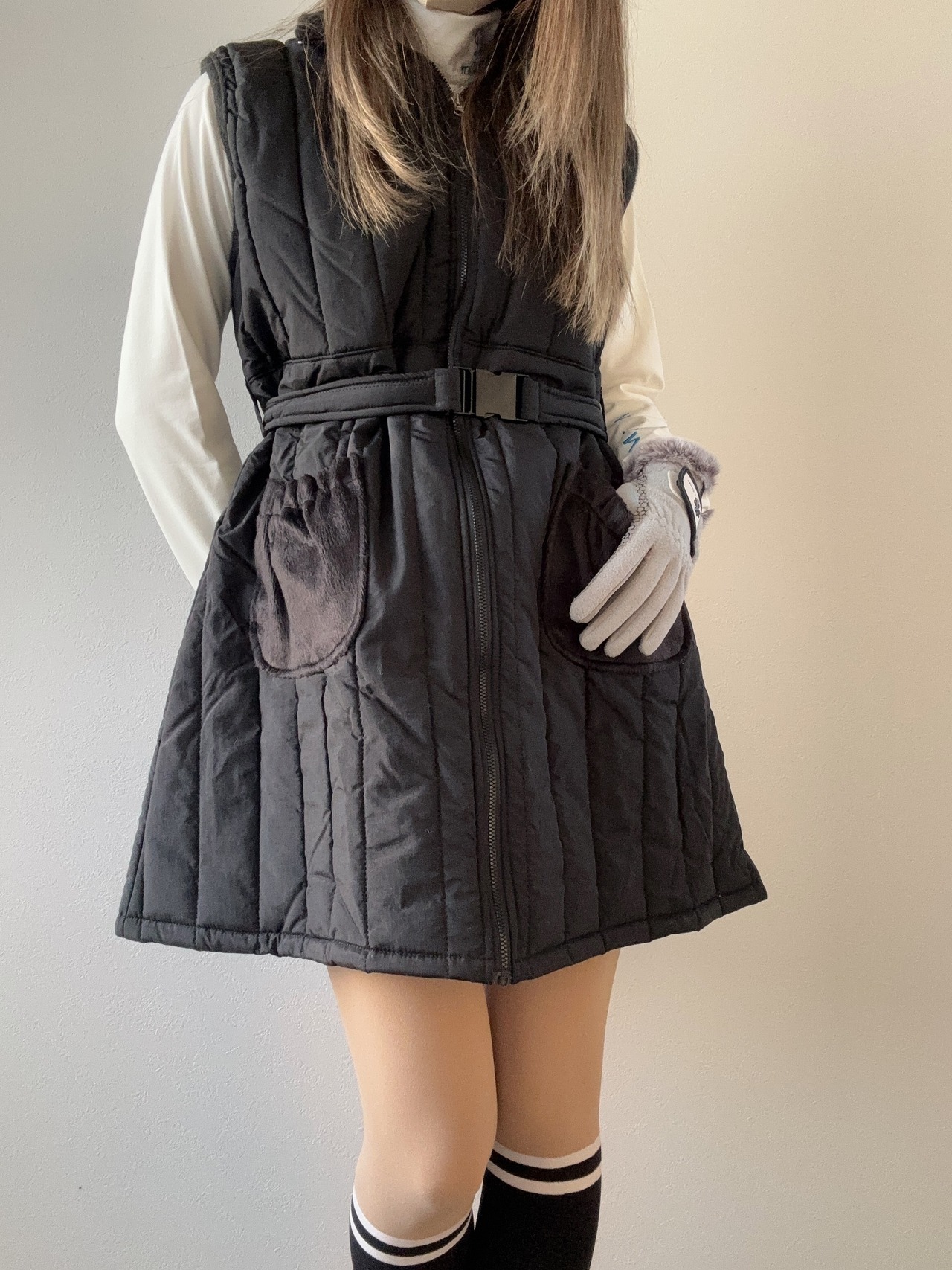 中綿ベルト付きジャンパースカート