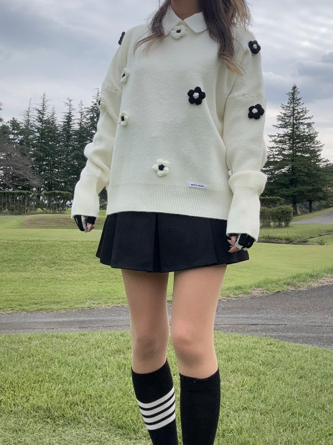 ベルト付きスウェード風スカート