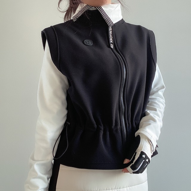 シャーリング裏起毛ベスト BK