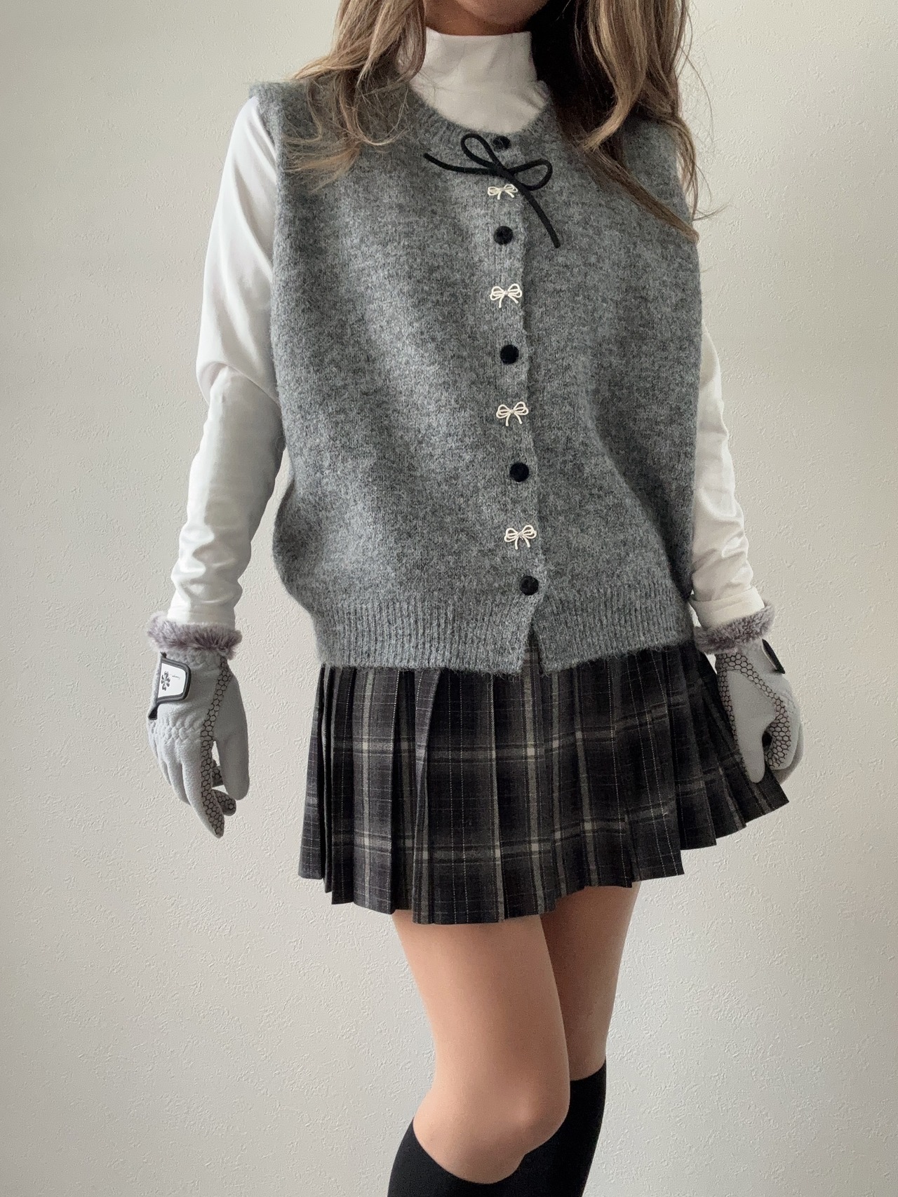 ウエストゴムチェックプリーツスカート