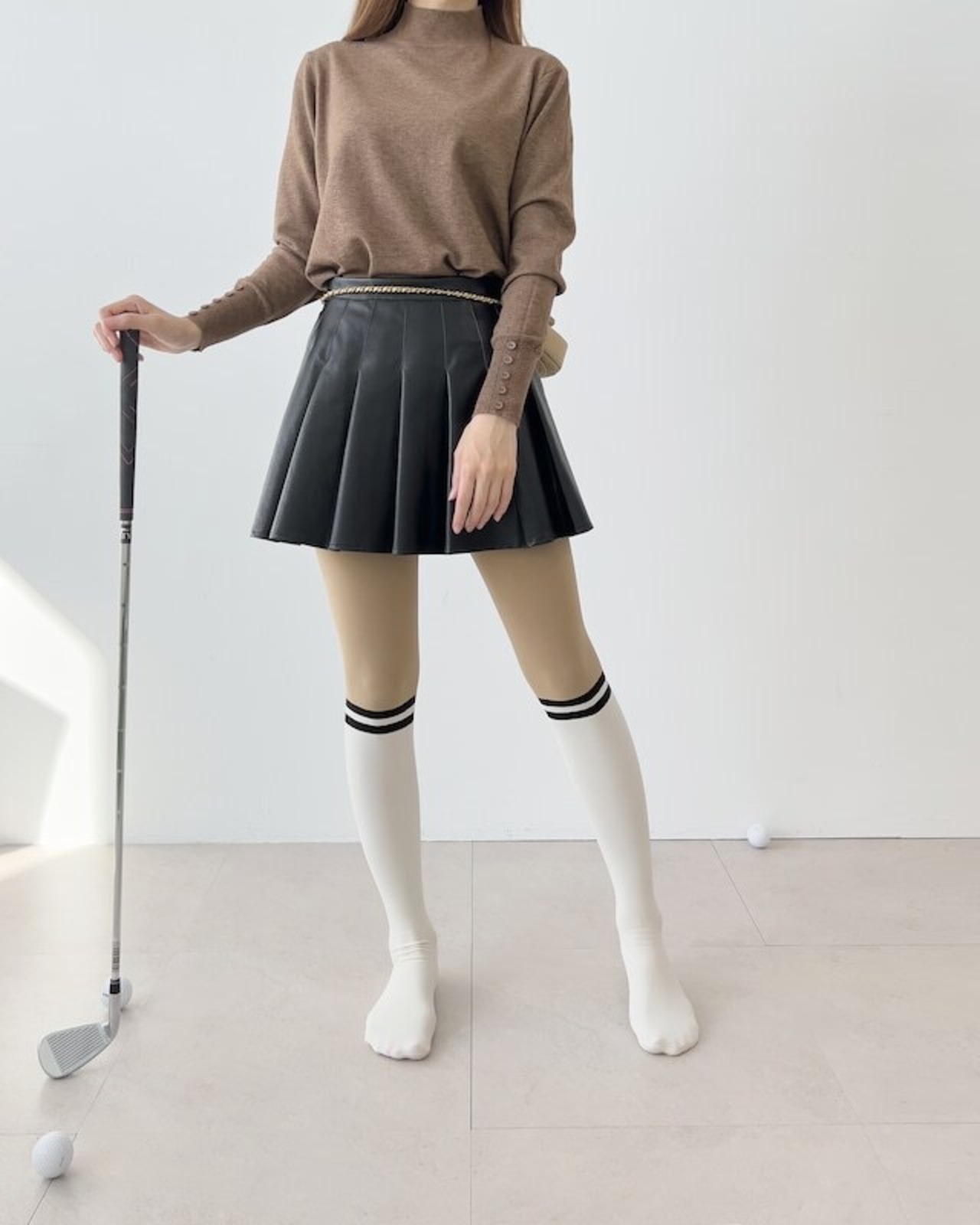 起毛ニーハイソックス風UVタイツ 