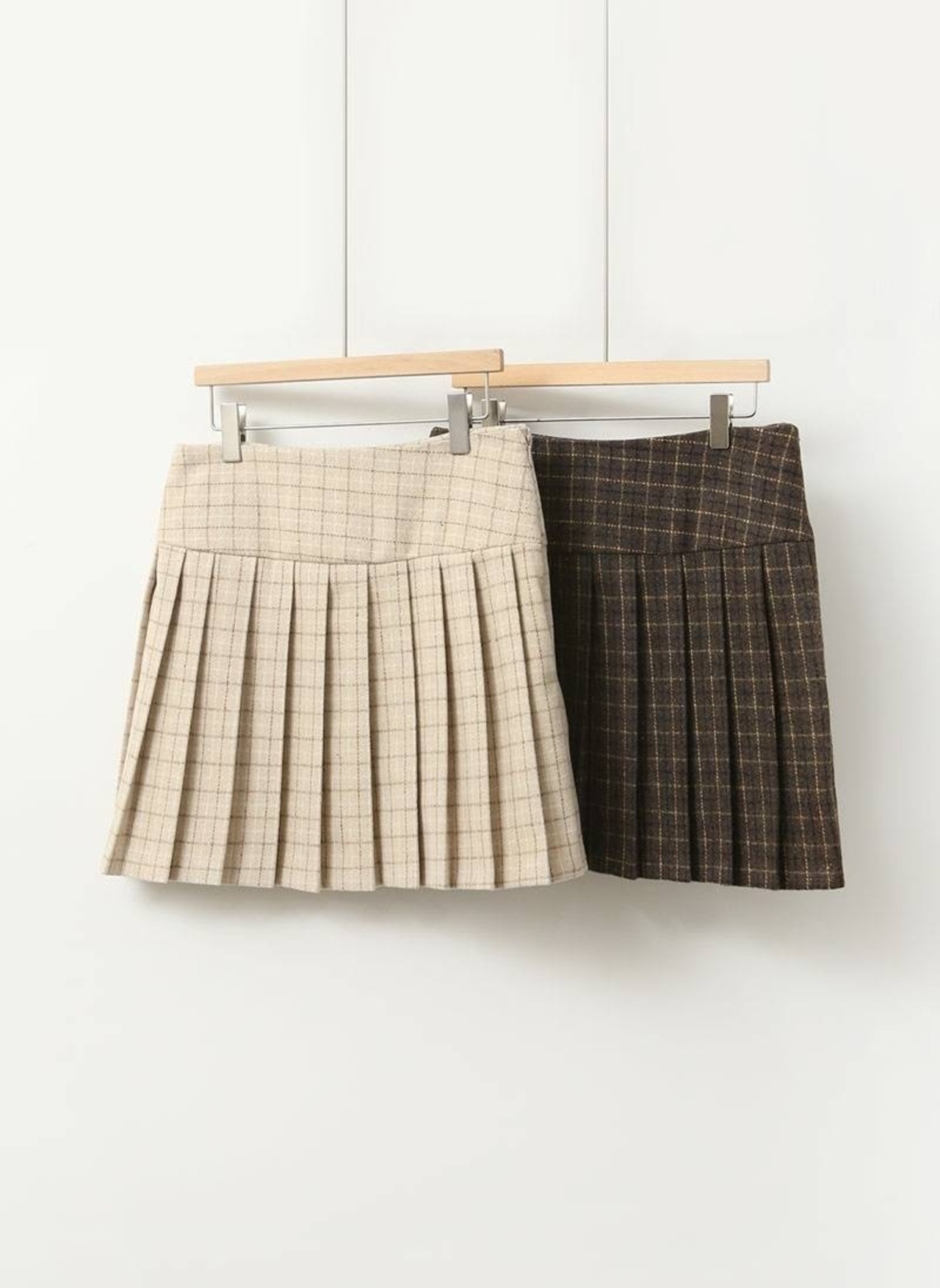 【SETUP対応】チェックウールプリーツスカート