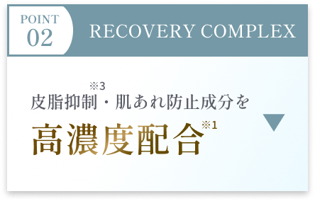 POINT 02 RECOVERY COMPLEX 皮脂抑制・肌あれ防止成分を高濃度配合