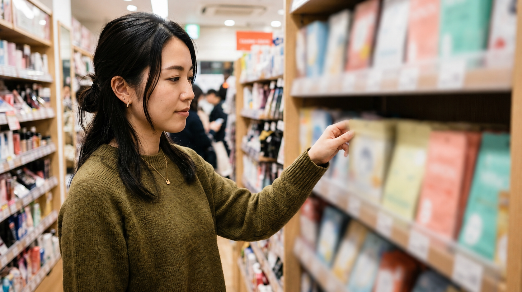 毛穴ケア向けフェイスパックを選ぶ女性