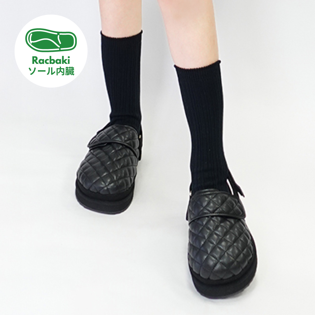 クロッグシューズ ダブルベルト キルティング