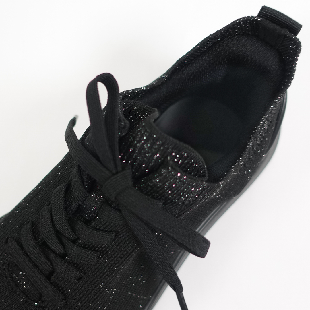 ストレッチニットスニーカー ブラックラメ/ブラック サイズ: レディースS（~22.5cm）