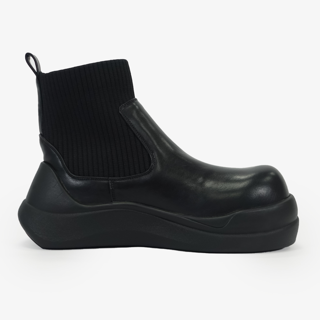リブニットスニーカーブーツ ブラック/ブラック サイズ: レディースS（~22.5cm）