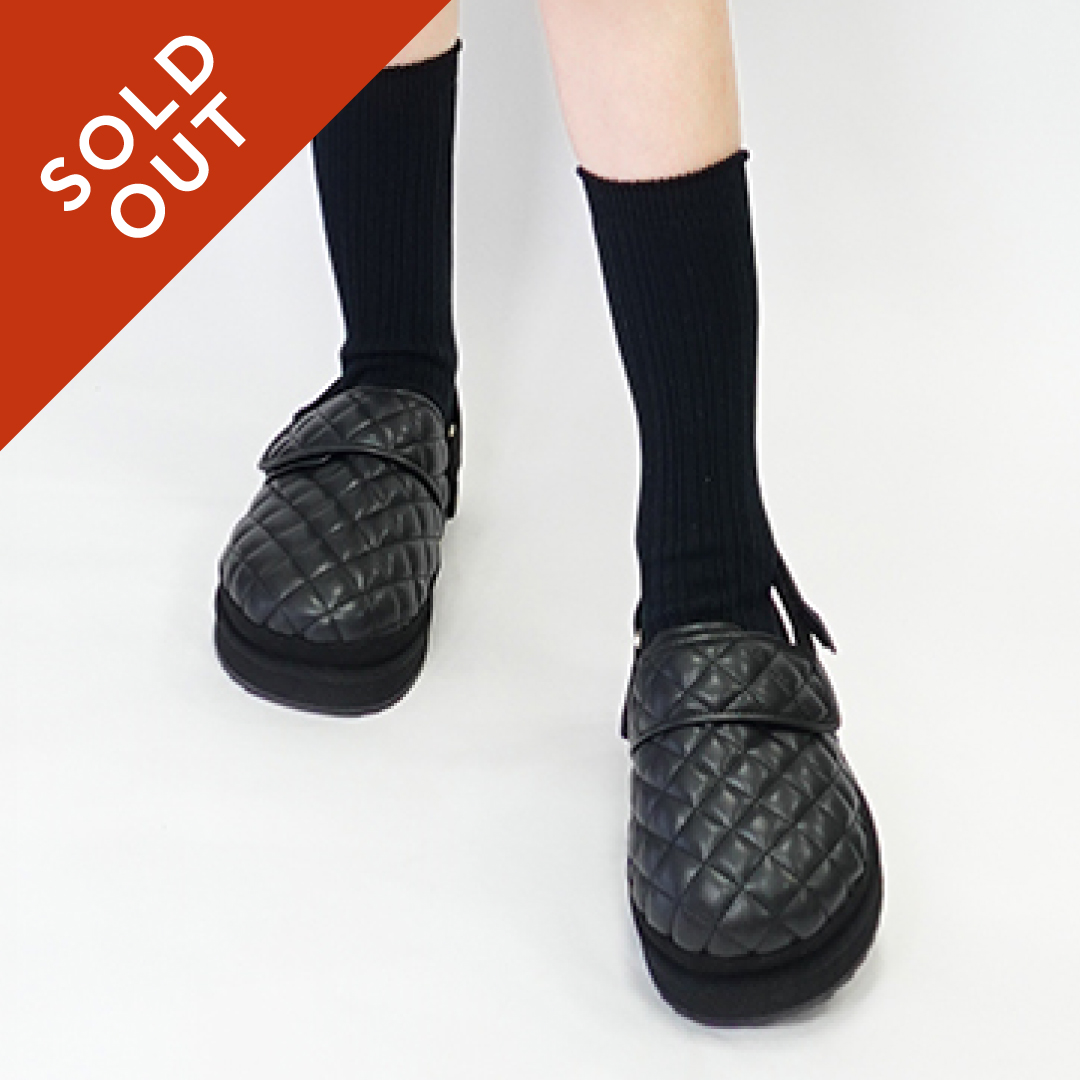 クロッグシューズ ダブルベルト キルティング