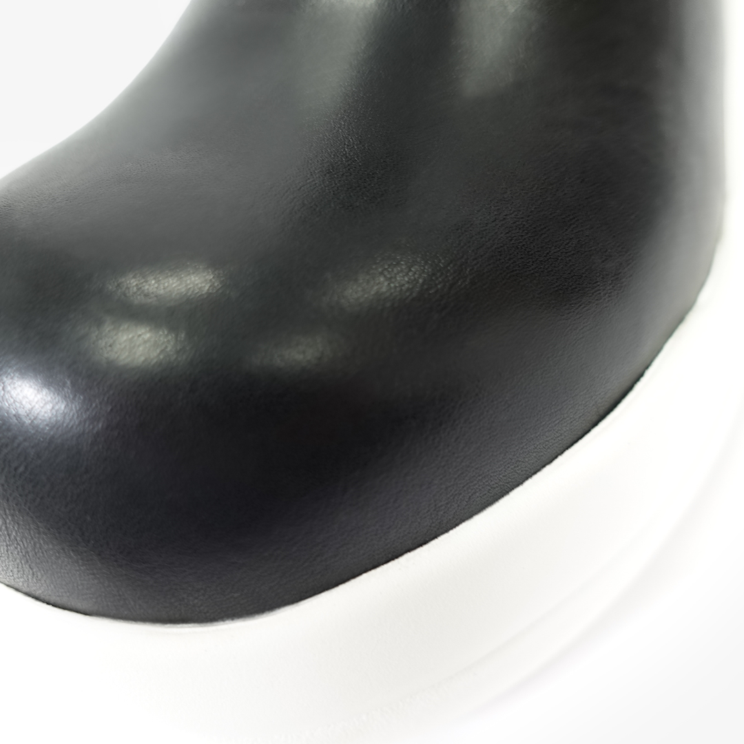 リブニットスニーカーブーツ ブラック/ホワイト サイズ: レディースS（~22.5cm）