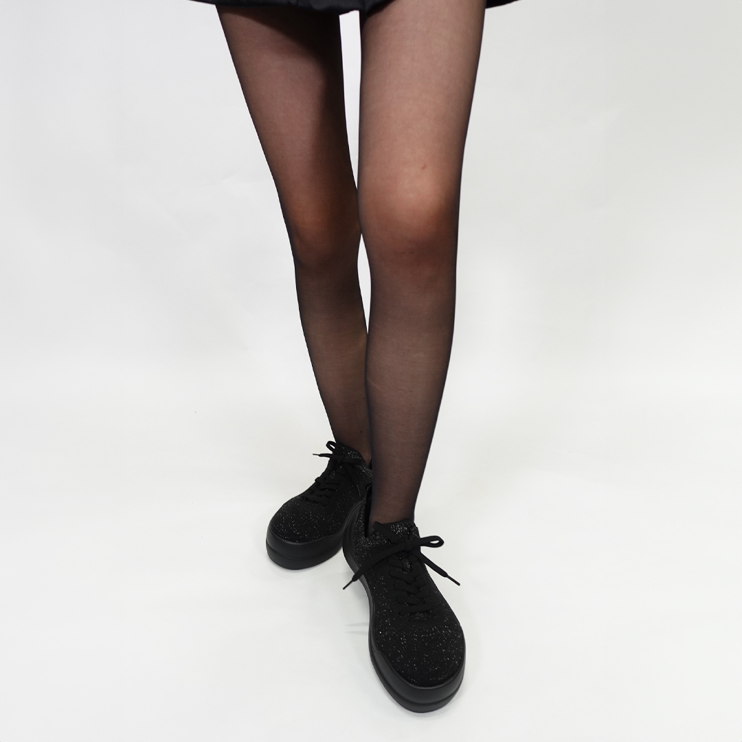 ストレッチニットスニーカー ブラックラメ/ブラック サイズ: レディースS（~22.5cm）