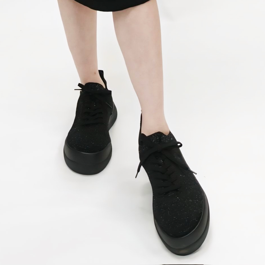 【即納】ストレッチニットスニーカー2 ブラックラメ/ブラック サイズ: レディースS（~22.5cm）